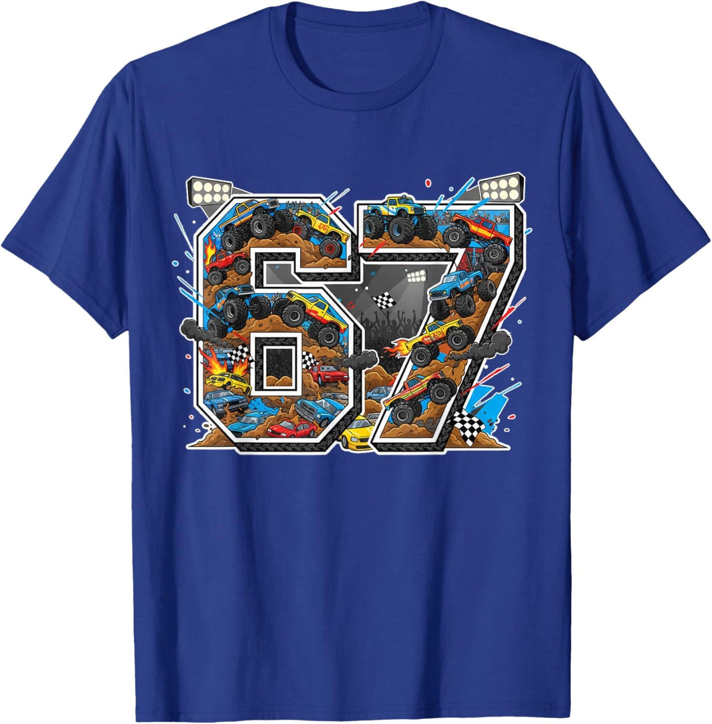 Monster Trucks 67 Meme Slang Filled Graphic Gen Alpha Z Kids T-Shirt - T-Shirt | Royal