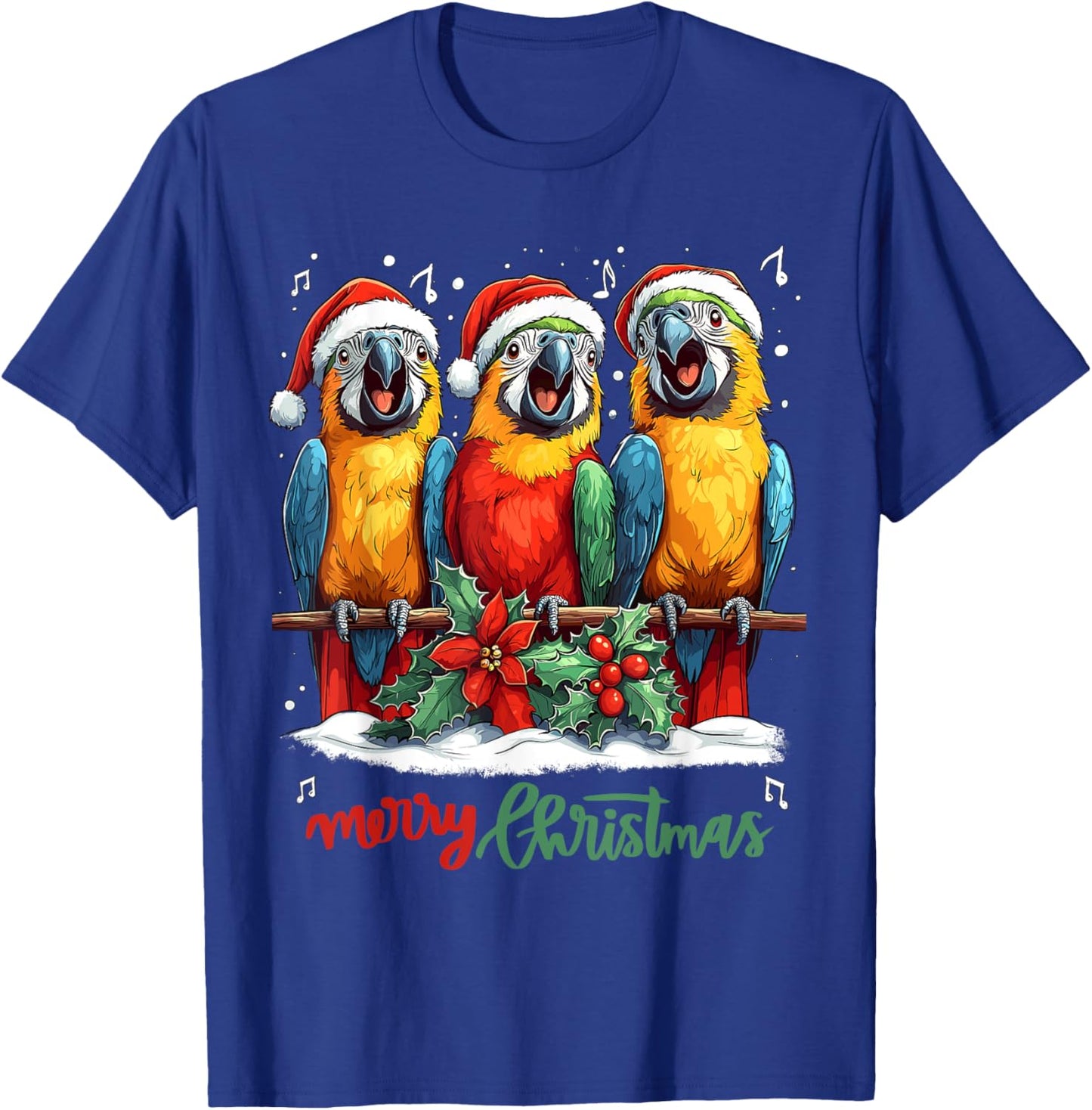 Funny Parrot with Santa Hat on Christmas, Cool Xmas macaw T-Shirt - T-Shirt | Royal