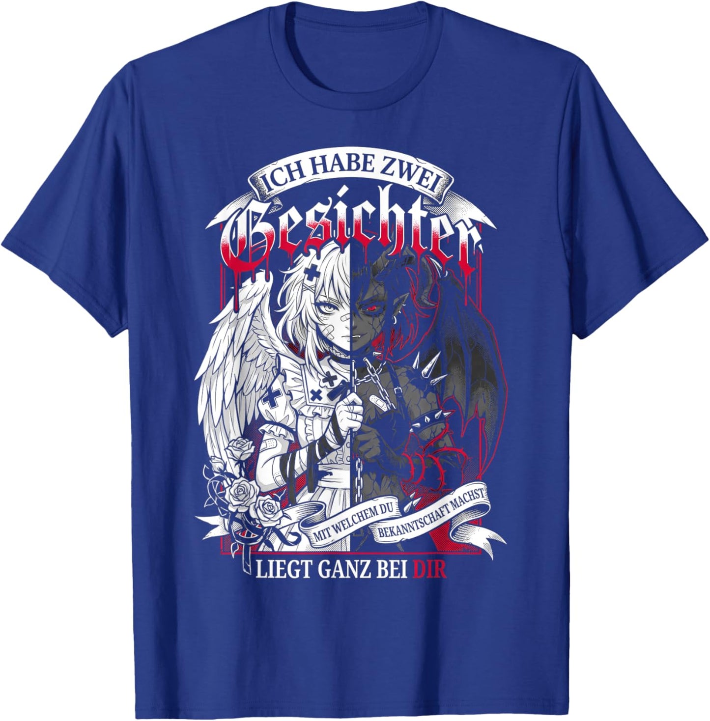 Zwei Gesichter Engel Dämon Anime Manga Spruch T-Shirt - T-Shirt | Royal