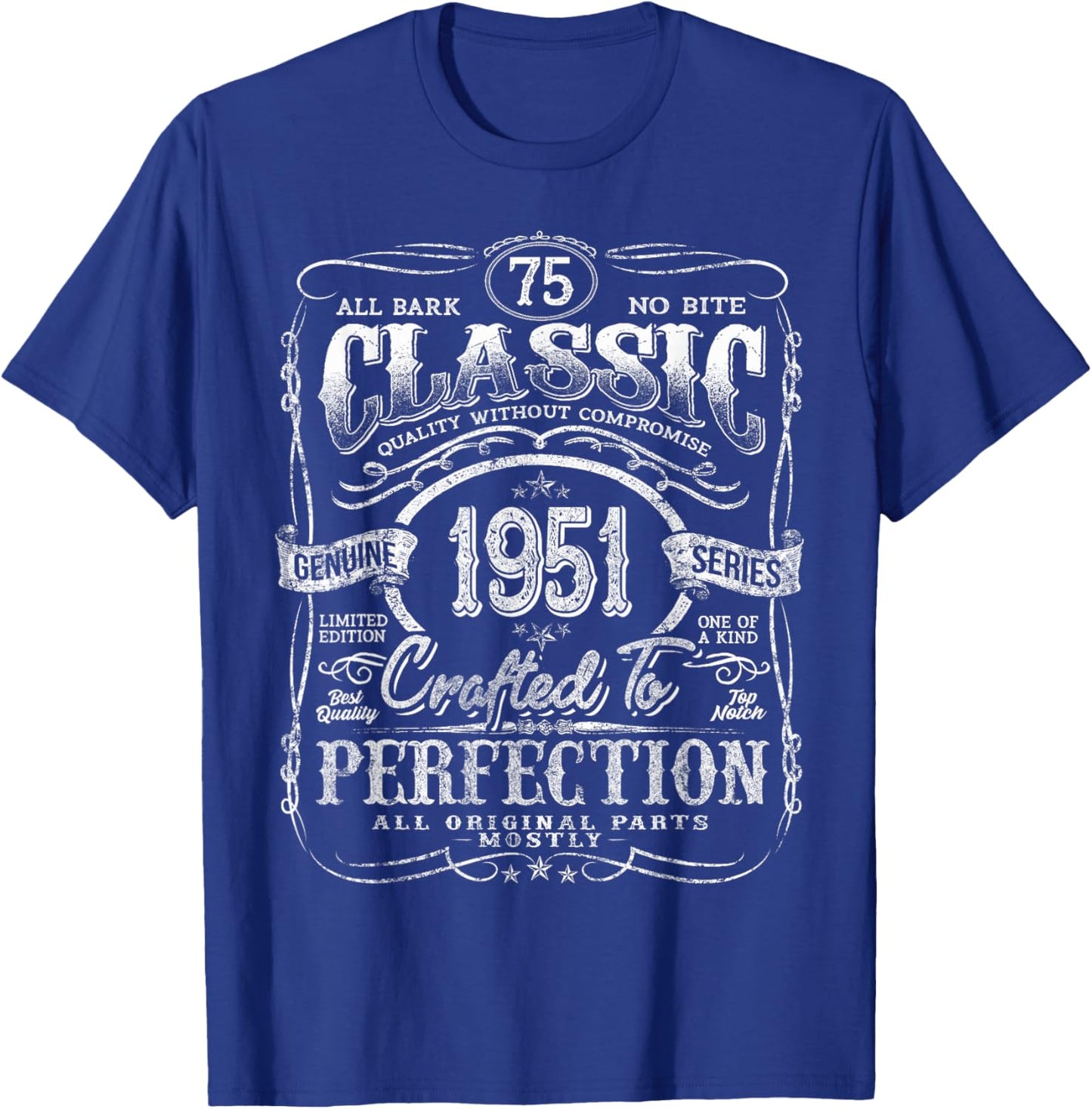 Vintage 1951 Limited Edition Shirt 75 Year Old 75th Birthday T-Shirt - T-Shirt | Royal