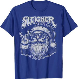 Christmas Sleigher Santa Rock Xmas Rocker Men Women Kids Boy T-Shirt - T-Shirt | Royal