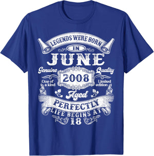Vintage Legends were Born in June 2008 18th Birthday Boy Men T-Shirt - T-Shirt | Royal