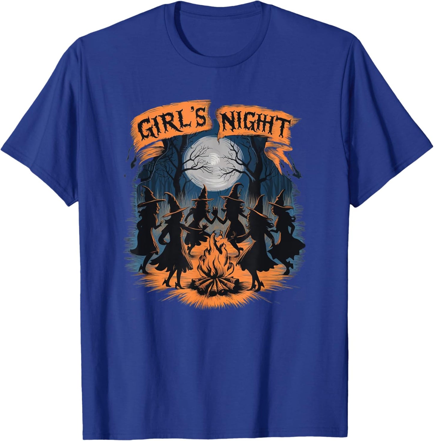 Girls' Night Witch Coven Halloween Design Spooky Fun Artwork T-Shirt - T-Shirt | Royal