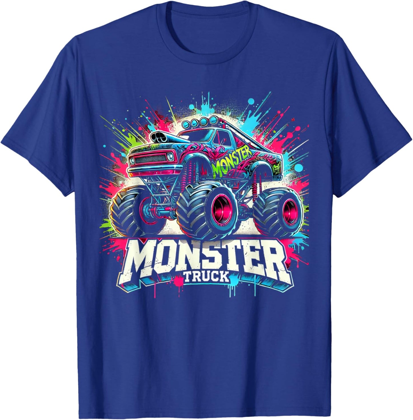 Monster Truck Retro Colorful Graffiti Toddlers Youth Adults T-Shirt - T-Shirt | Royal