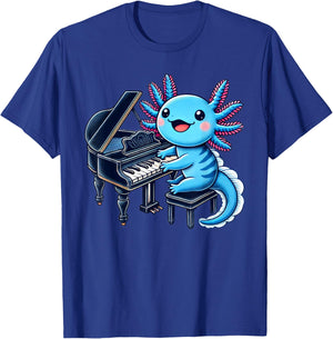 Axolotl Playing Piano Axolotls Musician Music T-Shirt - T-Shirt | Royal