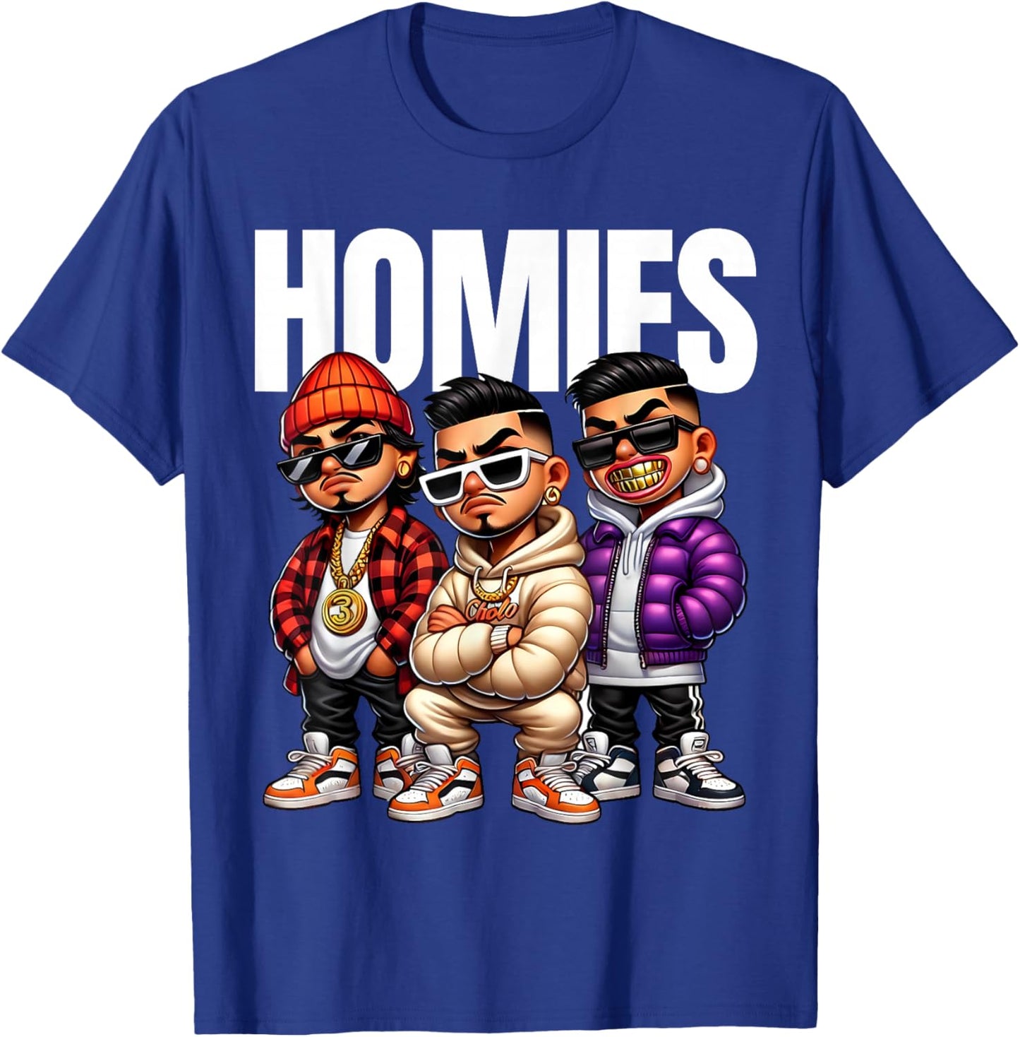 Cool Urban Cholo Cultura Chicano Latino Mexican Pride Homies T-Shirt - T-Shirt | Royal