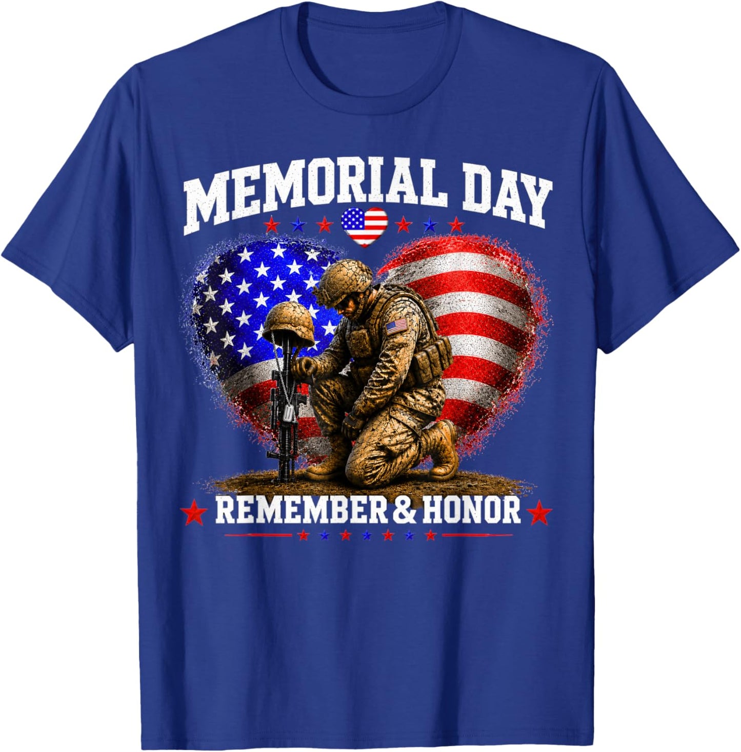 Memorial Day USA Flag Remember Honor Patriot Men Women Kids T-Shirt - T-Shirt | Royal