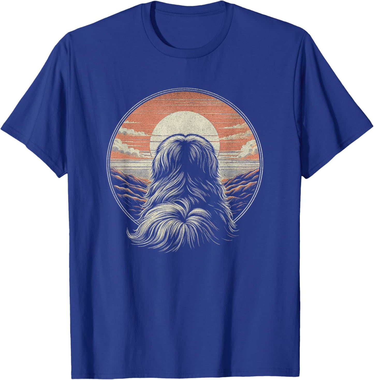 Vintage Pekingese Dog Retro Sunset Scene Art Design T-Shirt - T-Shirt | Royal