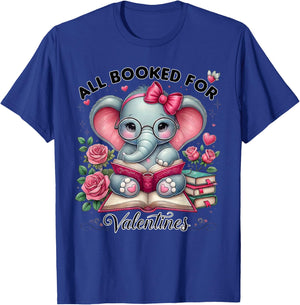 All Booked for Valentines Elephant with Glasses T-Shirt - T-Shirt | Royal
