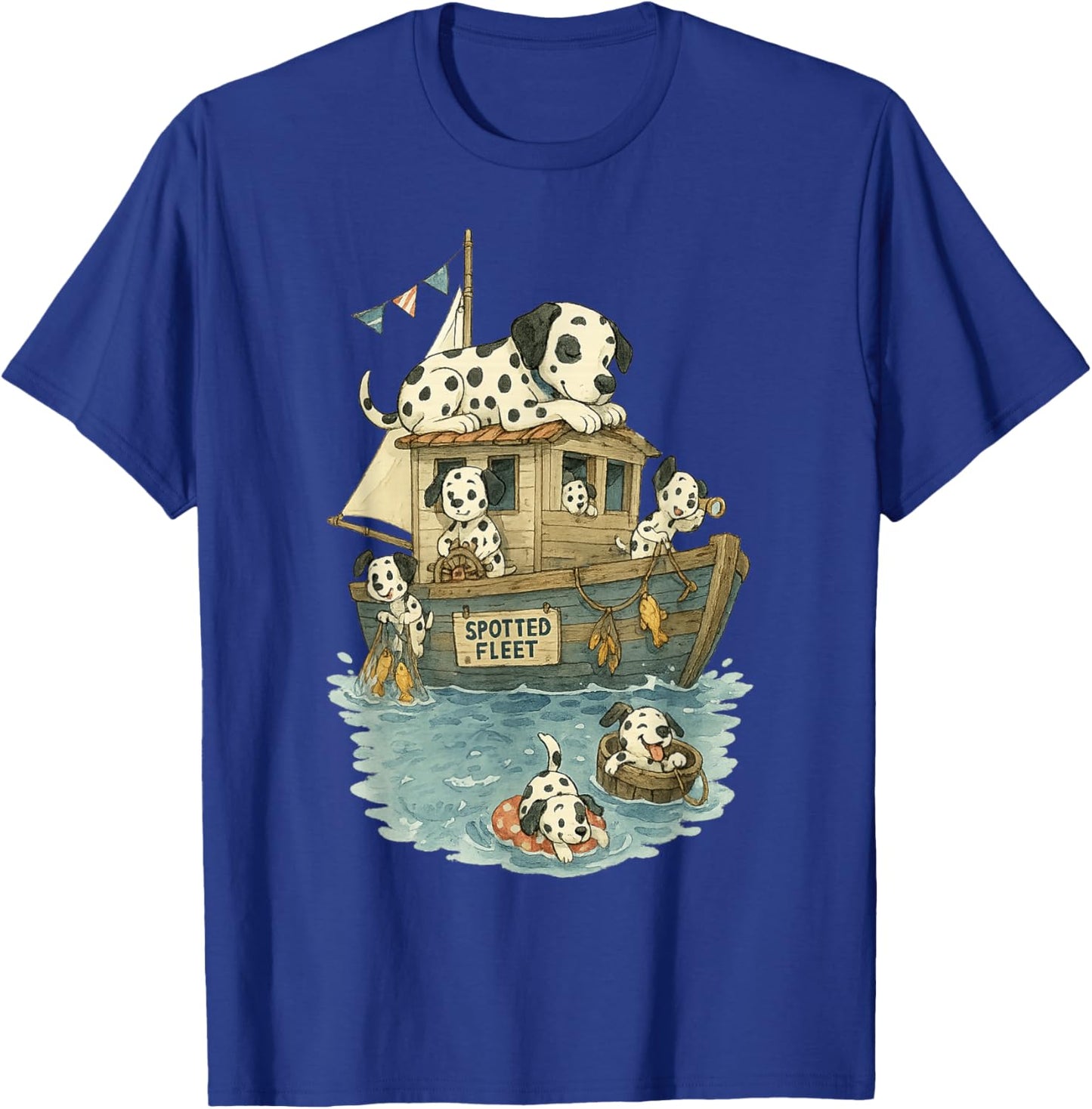 Funny Dalmatian Dog Nautical Boat Design Women Kids T-Shirt - T-Shirt | Royal