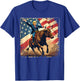 Trump Bull Rider American Flag USA Riding Rodeo Cowboy T-Shirt - T-Shirt | Royal