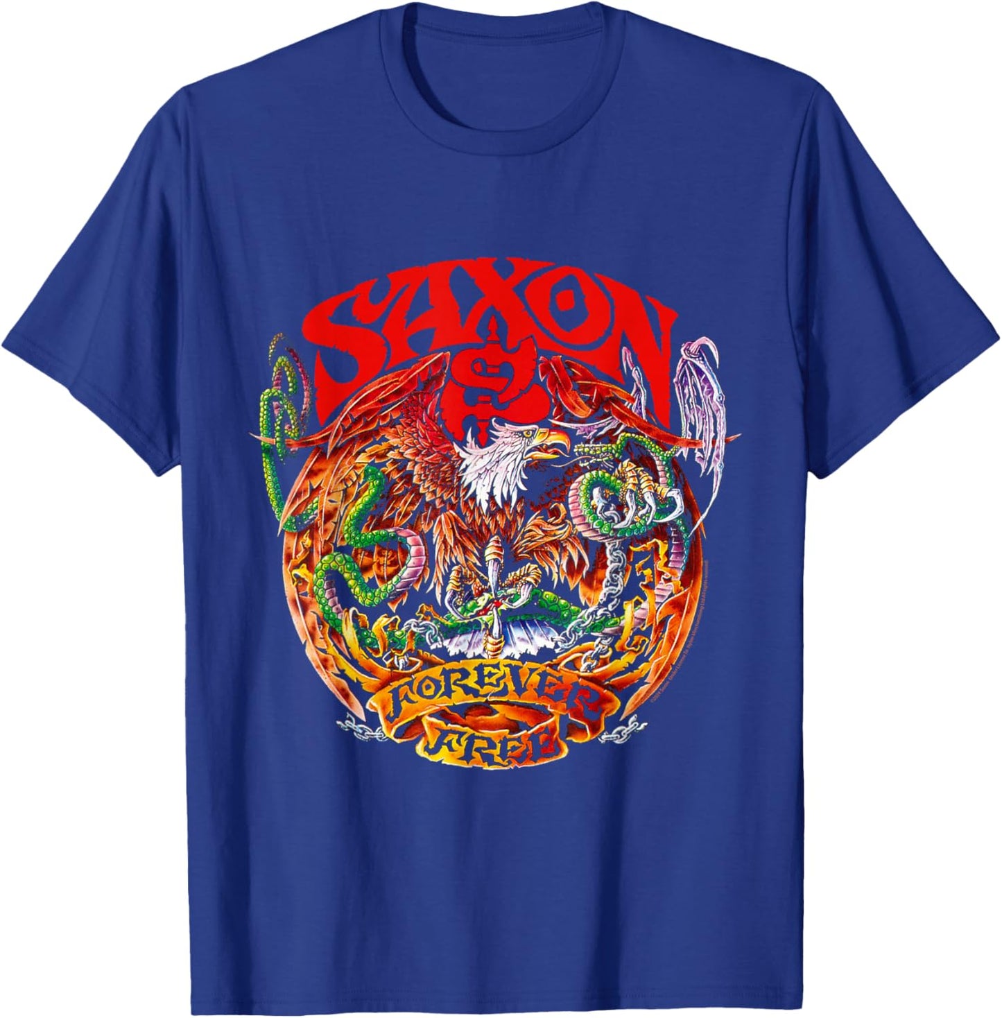 Official Saxon Forever Free Heavy Metal Band Retro Album T-Shirt - T-Shirt | Royal
