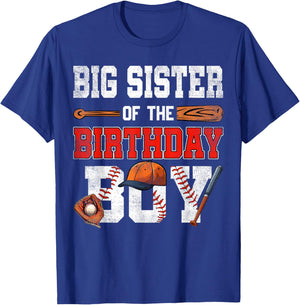 Big Sister Of The Birthday Boy Baseball Bday Family T-Shirt - T-Shirt | Royal