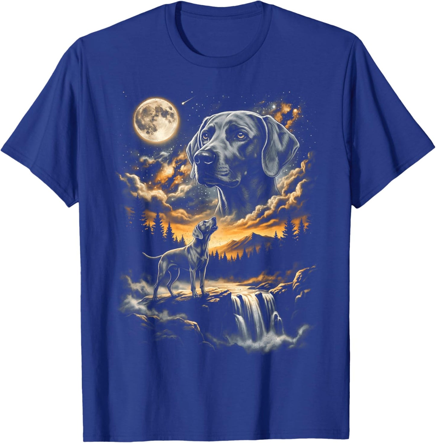 Weimaraner Howling to The Moon T-Shirt - T-Shirt | Royal