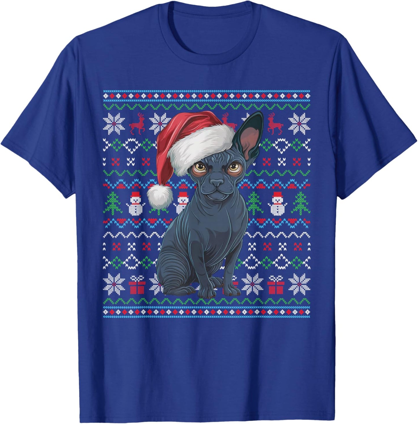 Ugly Sphynx Dog Lovers Xmas Sweater Santa Christmas T-Shirt - T-Shirt | Royal