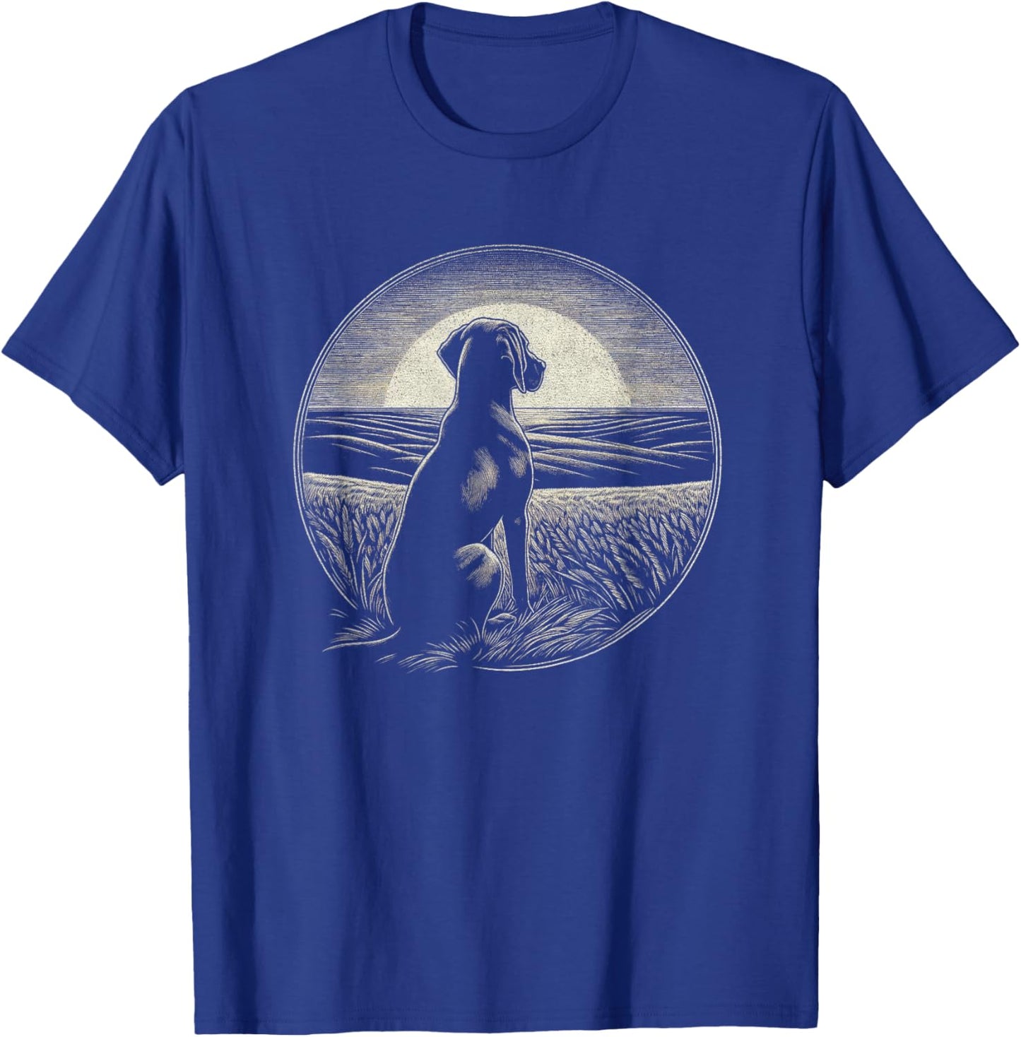 Vintage Vizsla Dog Retro Sunset Scene Art Design T-Shirt - T-Shirt | Royal