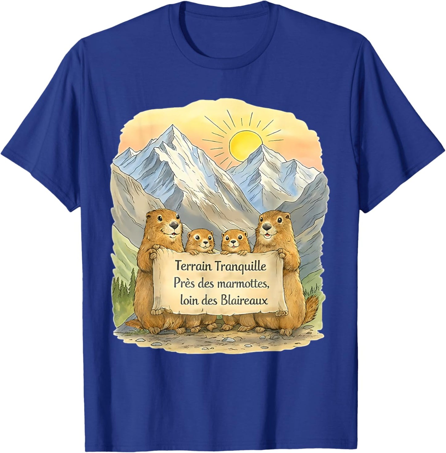 Close to Marmots Away from Badgers Humor Hiking T-Shirt - T-Shirt | Royal