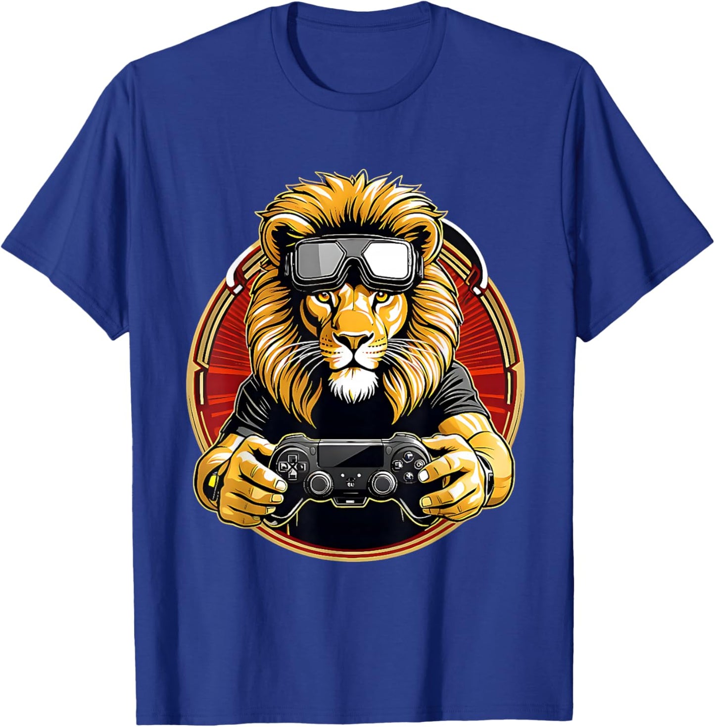 VR Gaming Lion I'd Rather Be Playing Tag Retro Funny Gamer T-Shirt - T-Shirt | Royal