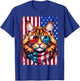 Maine Coon Wearing USA Flag Cat Lover Patriotic 4th of July T-Shirt - T-Shirt | Royal