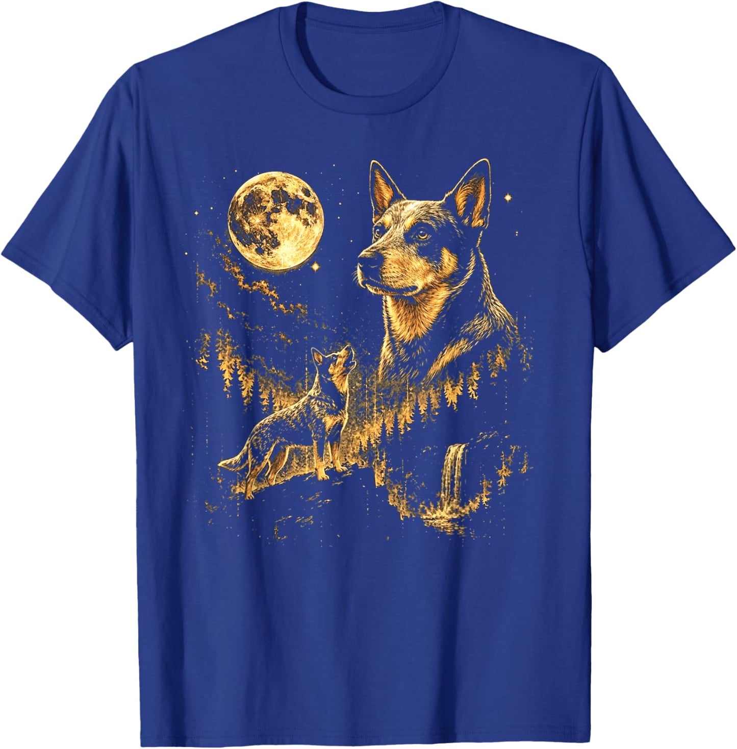 Australian Cattle Howling to The Moon Meme Animal Graphic T-Shirt - T-Shirt | Royal