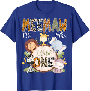Meemaw Of The Wild One 1St Birthday Safari Woodland T-Shirt - T-Shirt | Royal
