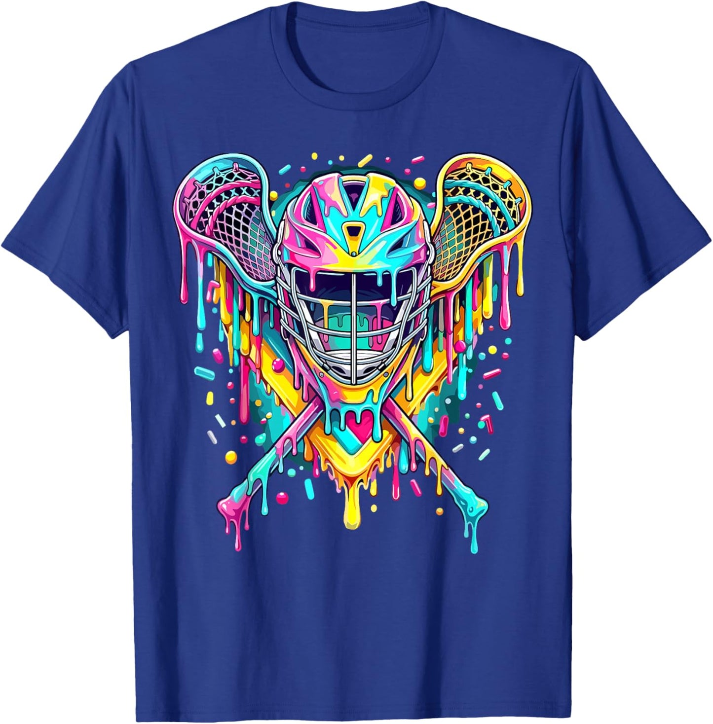 Lacrosse Drip Ice Cream Lax Helmet Sticks T-Shirt - T-Shirt | Royal