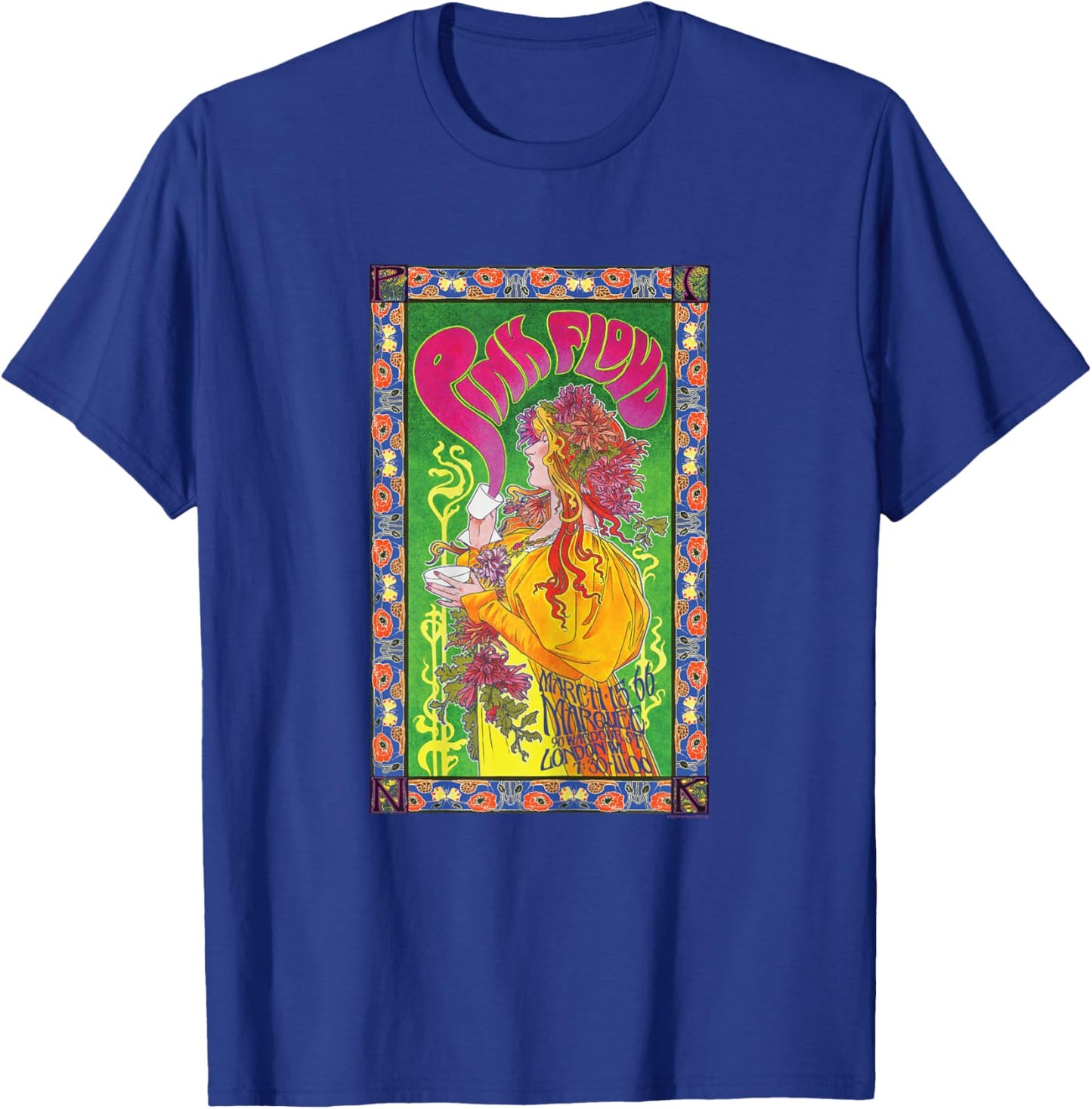 Official Pink Floyd Women's Vintage Band Marquee 1966 T-Shirt - T-Shirt | Royal