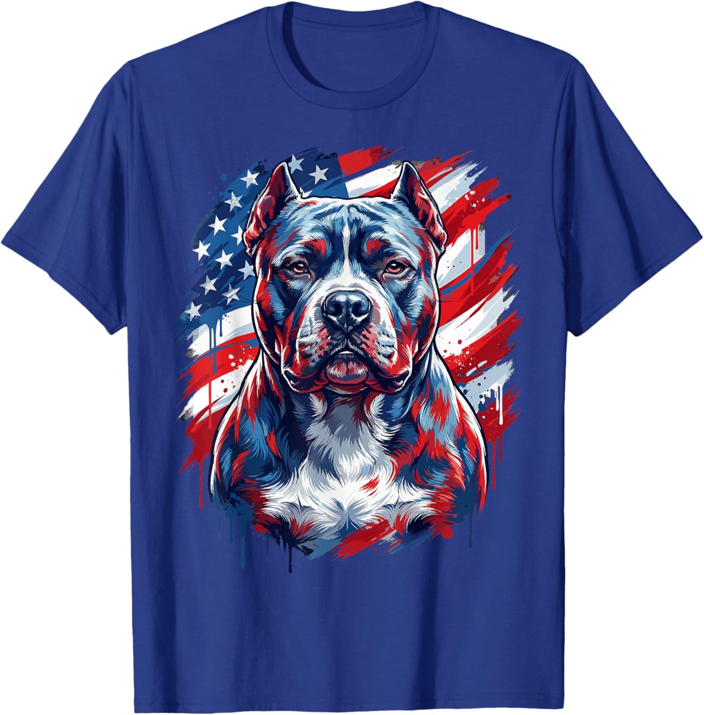 American Bully USA Flag Patriotic Dog Men T-Shirt - T-Shirt | Royal