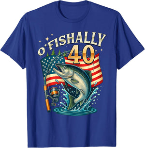 O'fishally 40 Years Old Fishing 40th Birthday Fisherman T-Shirt - T-Shirt | Royal