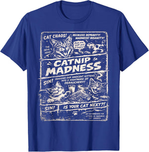 Funny Catnip Madness Cat Vintage Lover Kitten Retro Humor T-Shirt - T-Shirt | Royal