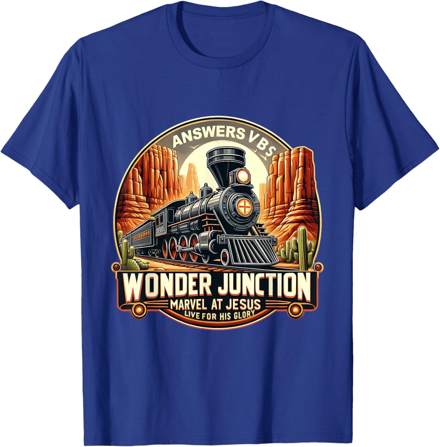 Answers VBS Wonder Junction Christian Train Theme Costume T-Shirt - T-Shirt | Royal