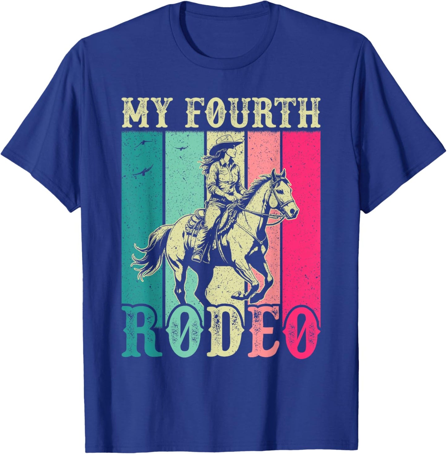 My Fourth Rodeo 4 Year Old Girl Cowgirl 4th Birthday Horse T-Shirt - T-Shirt | Royal