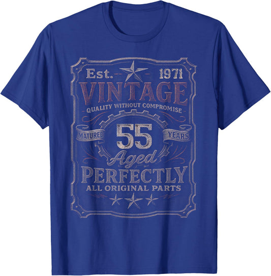 Vintage 1971 Limited Edition Shirt 55 Year Old 55th Birthday T-Shirt - T-Shirt | Royal
