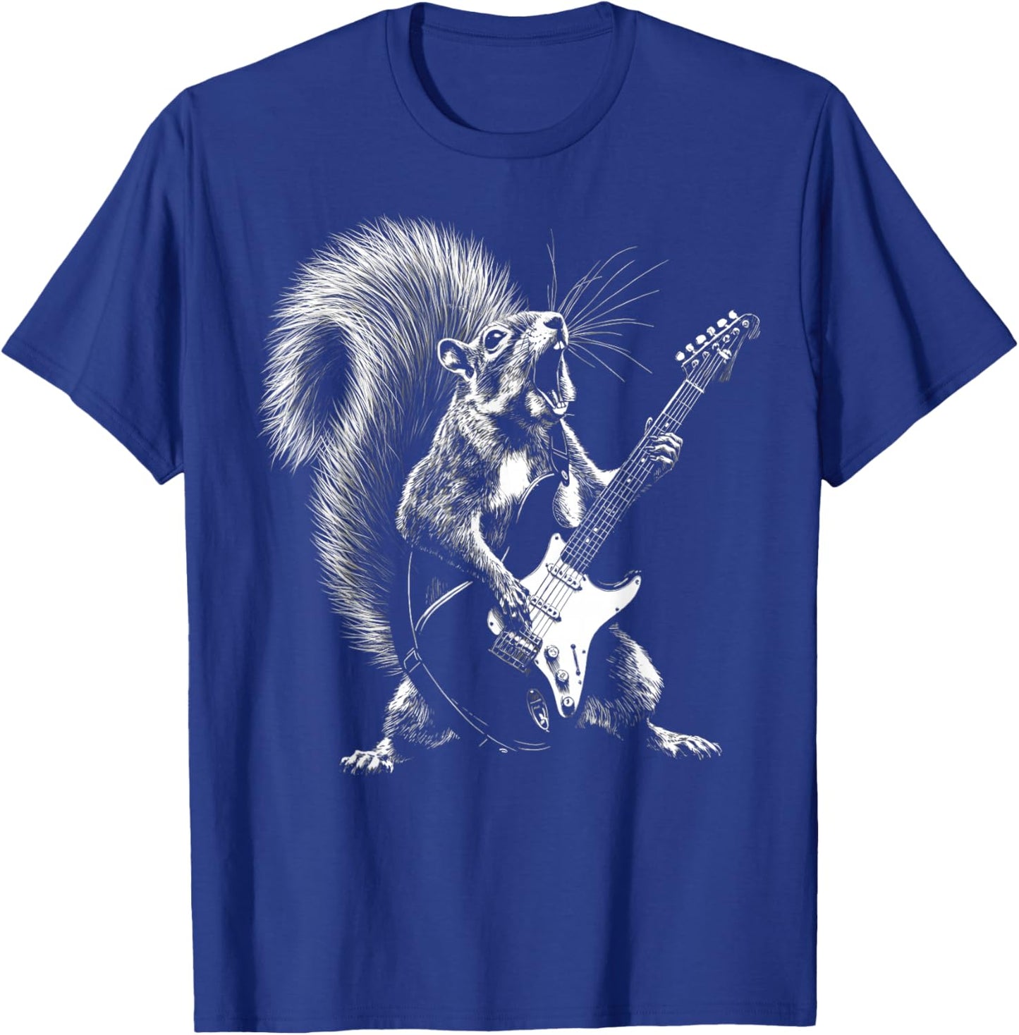 Rock Star Squirrel Playing Guitar Rodent Animal Guitarist T-Shirt - T-Shirt | Royal