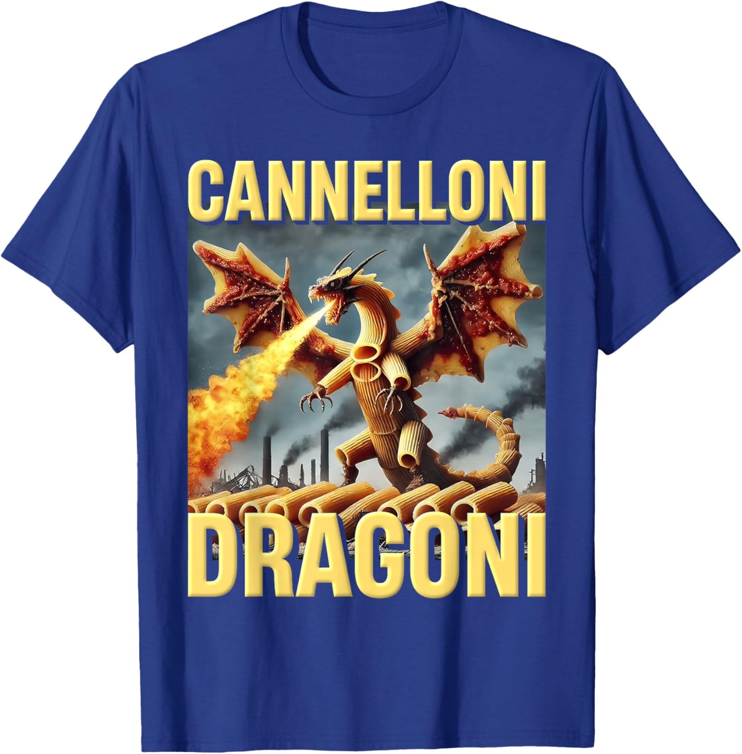 AI Generated Funny Pasta Dragon Brainrot Cannelloni Dragoni T-Shirt - T-Shirt | Royal