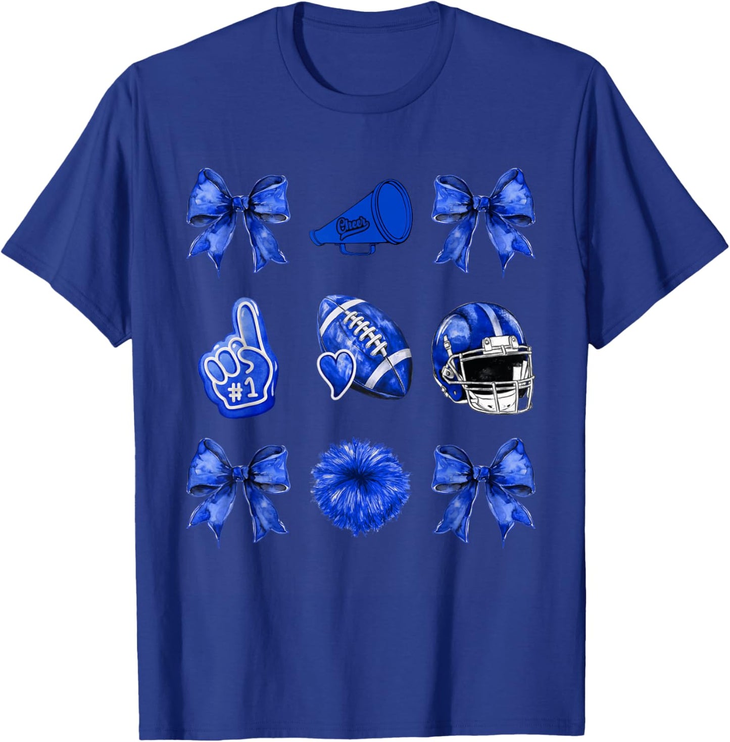 Cute Coquette Bow Game Day American Football Player Coaches T-Shirt - T-Shirt | Royal