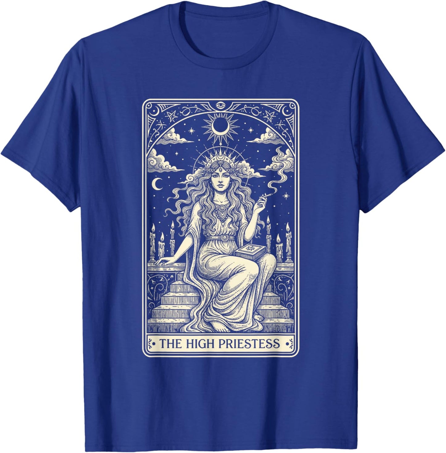 Cannabis Weed Smoking 420 The High Priestess Tarot Card T-Shirt - T-Shirt | Royal