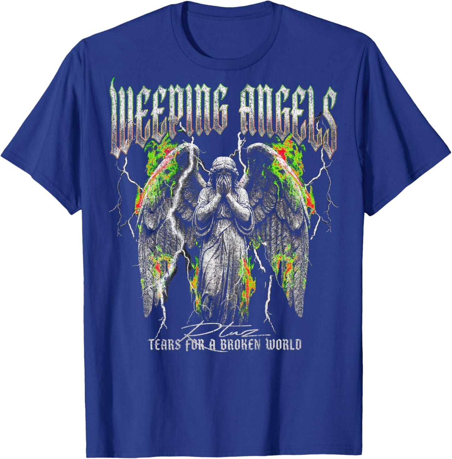 Back Print Y2K Aesthetic Streetwear Fashion Women Men Angel T-Shirt - T-Shirt | Royal