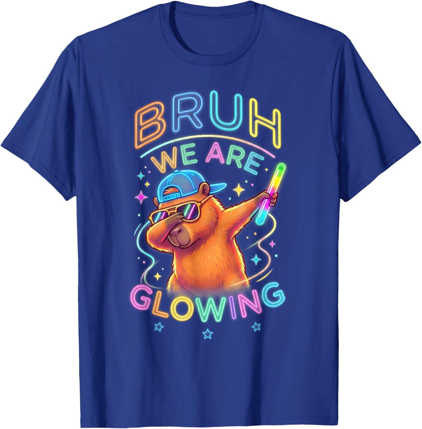 Cute Bruh Capybara Dabbing We are Glowing in My Glowing Era T-Shirt - T-Shirt | Royal