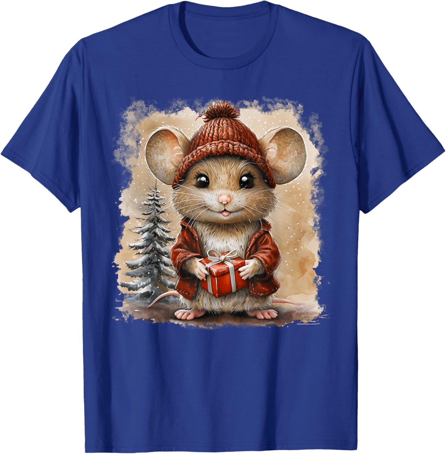 Cute Mouse Christmas Mouse Wearing Santa Hat Matching Pajama T-Shirt - T-Shirt | Royal