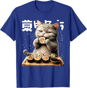Kawaii Cat Lover Japanese Cat Owner Sushi Lover Anime Otaku T-Shirt - T-Shirt | Royal
