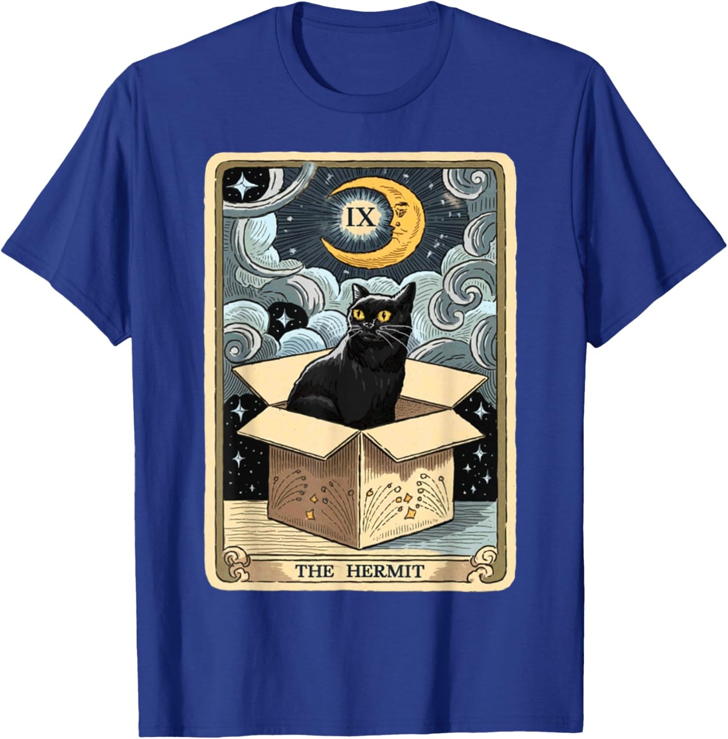The Hermit Tarot Card Cat In Box Mystic Funny Cat Esoteric T-Shirt - T-Shirt | Royal