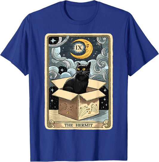 The Hermit Tarot Card Cat In Box Mystic Funny Cat Esoteric T-Shirt - T-Shirt | Royal