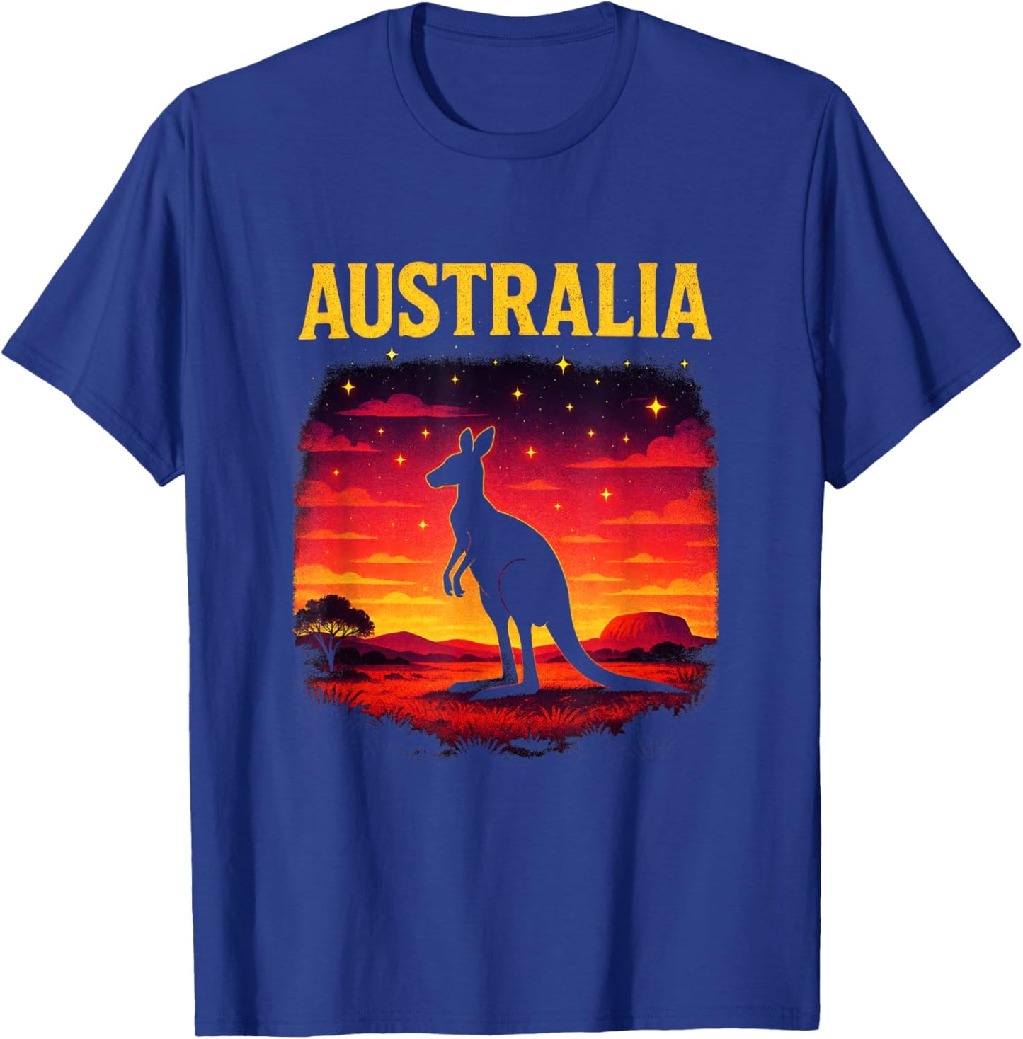Australia - Vintage Kangaroo Wildlife Art T-Shirt - T-Shirt | Royal