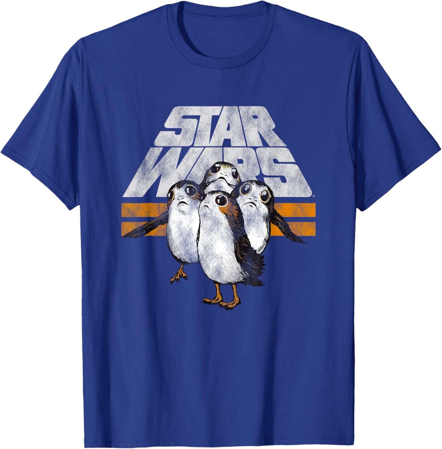 Star Wars The Last Jedi Porgs Distressed Logo T-Shirt - T-Shirt | Royal