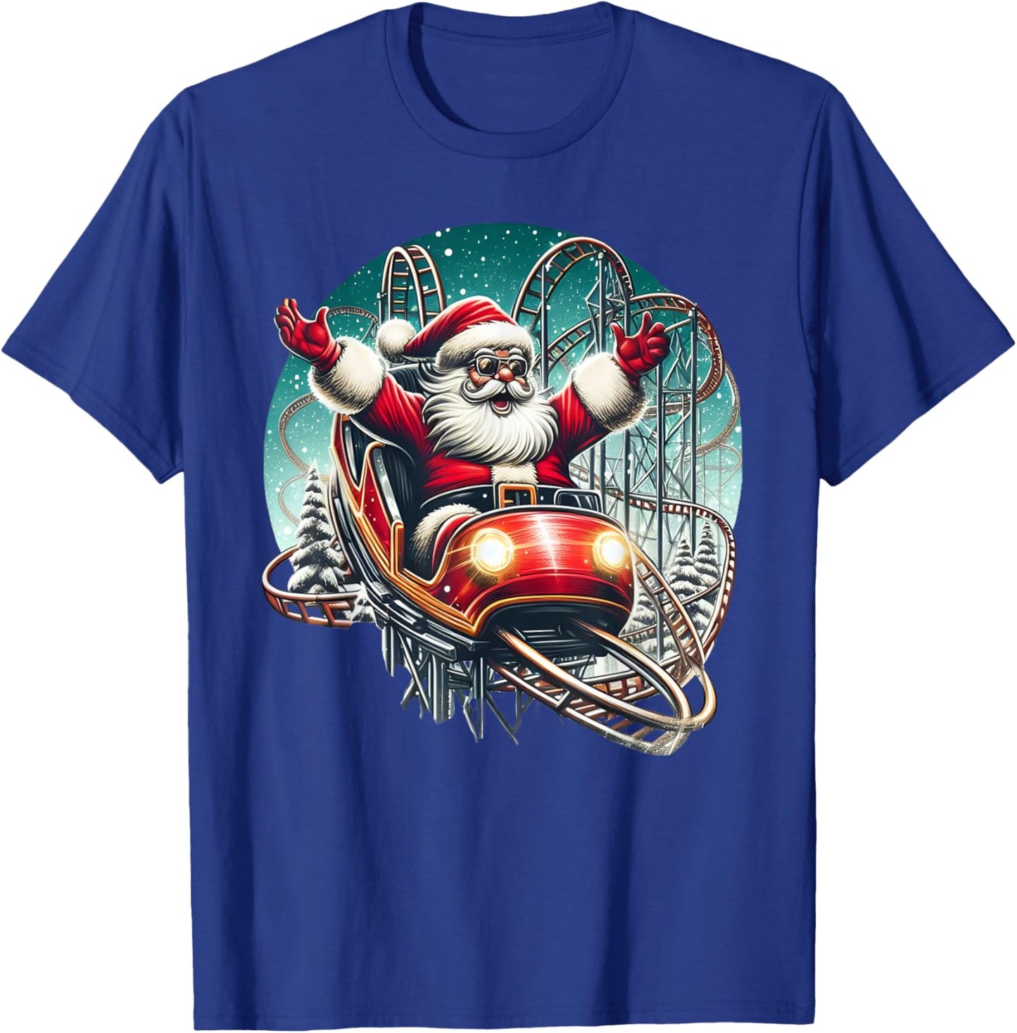 Christmas Santa Riding On Roller Coaster Funny Kids Boys Men T-Shirt - T-Shirt | Royal