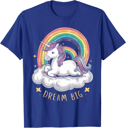 Cute Unicorn on Cloud Rainbow Dream Big for Unicorn Lovers T-Shirt - T-Shirt | Royal