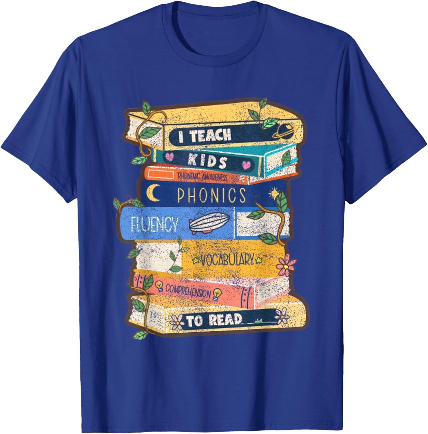 I Teach Kids to Read Bookworm Teacher Appreciation Kinderga T-Shirt - T-Shirt | Royal