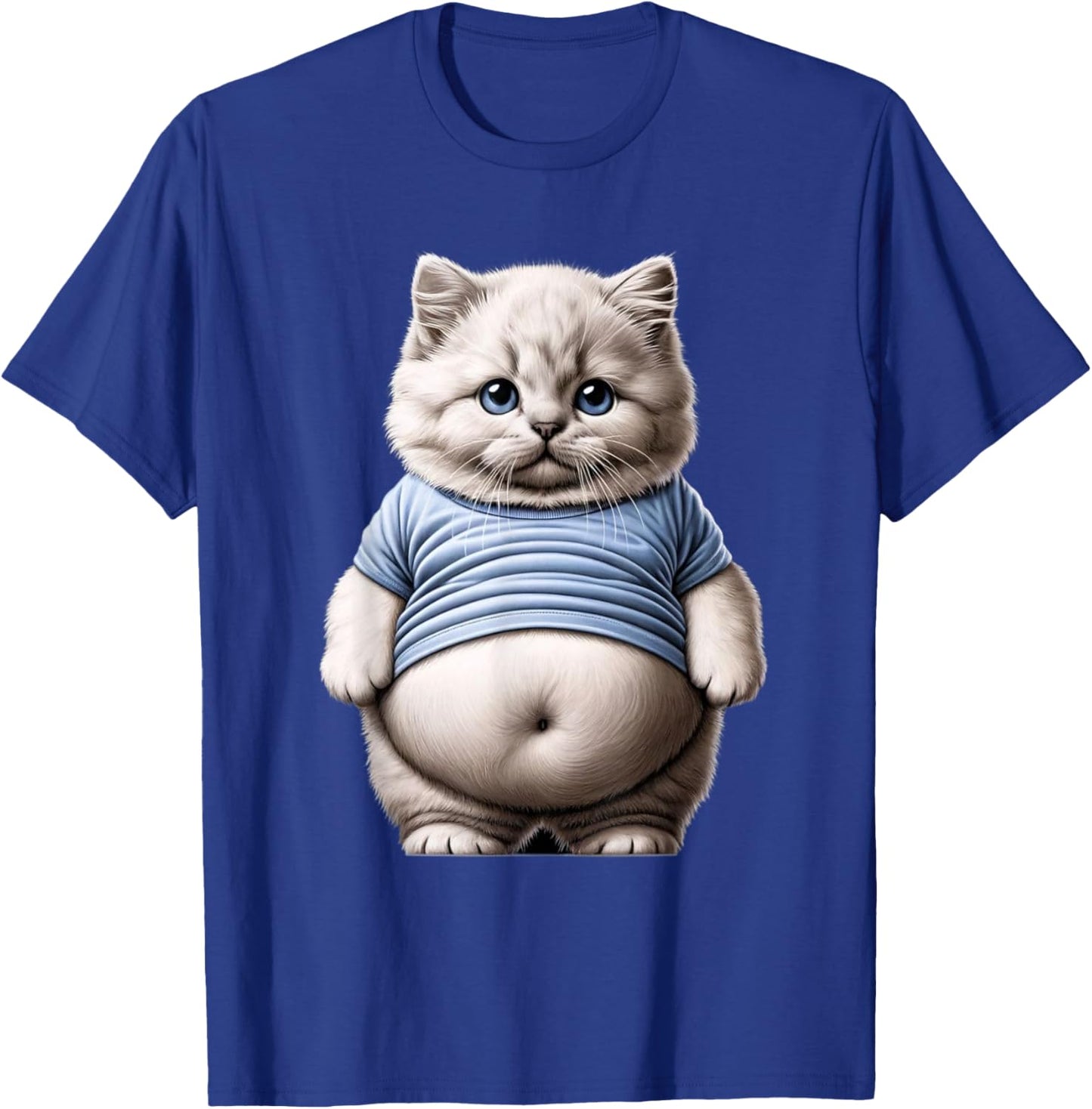 Big Belly Cute Funny Fat Cat Art Design Fat Kitten Cat Lover T-Shirt - T-Shirt | Royal