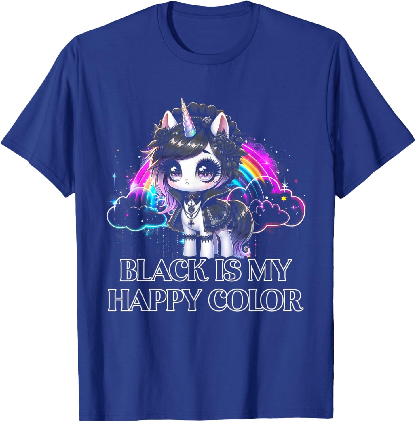 Black is My Happy Color Gothic Girl Dark Goth Occult Unicorn T-Shirt - T-Shirt | Royal